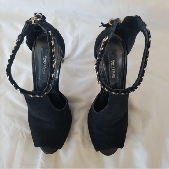 WHBM White House Black Market Adonia Black Peep Toe Stiletto Heels Boot 6.5 EUC - Picture 5 of 10